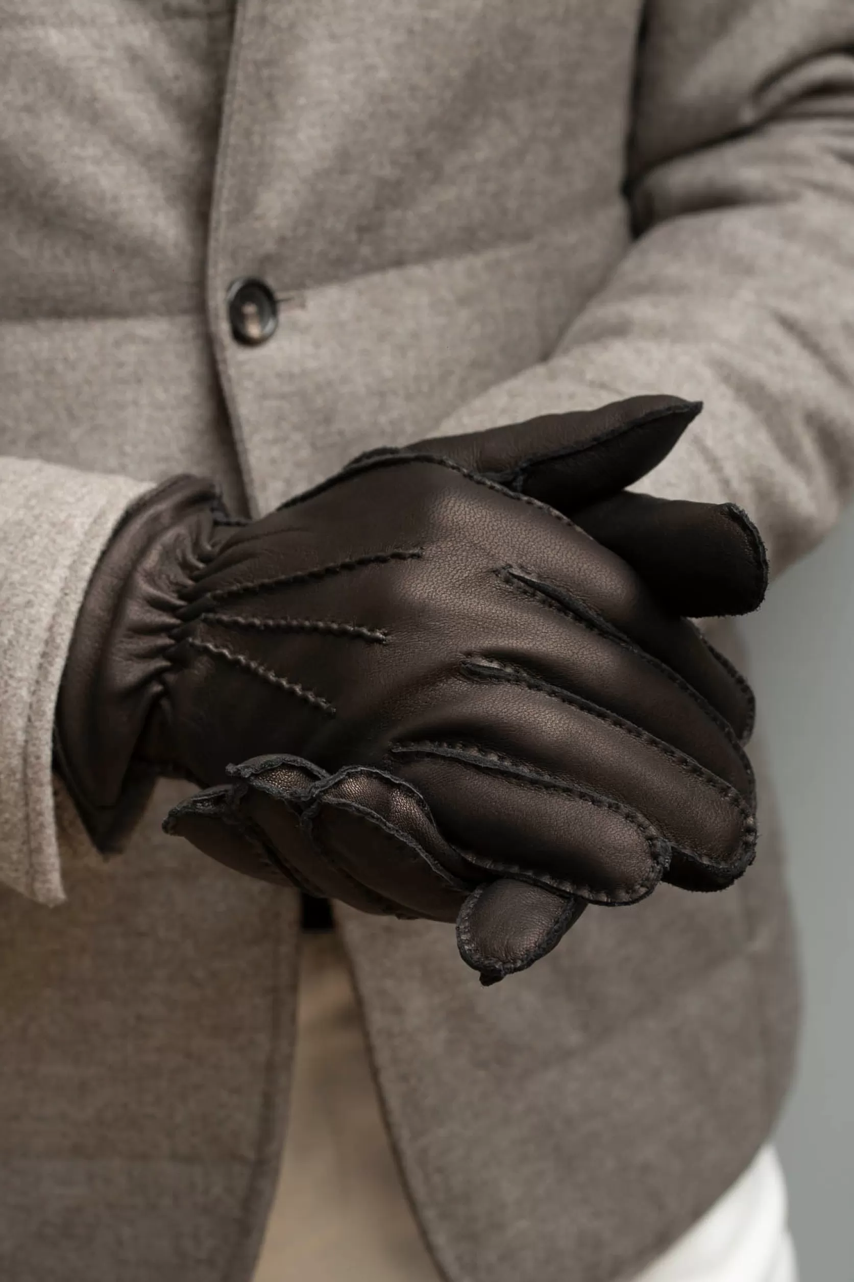 Gants En Cuir De Cerf Doublés De Cachemire - Made In Italy>Pini Parma New