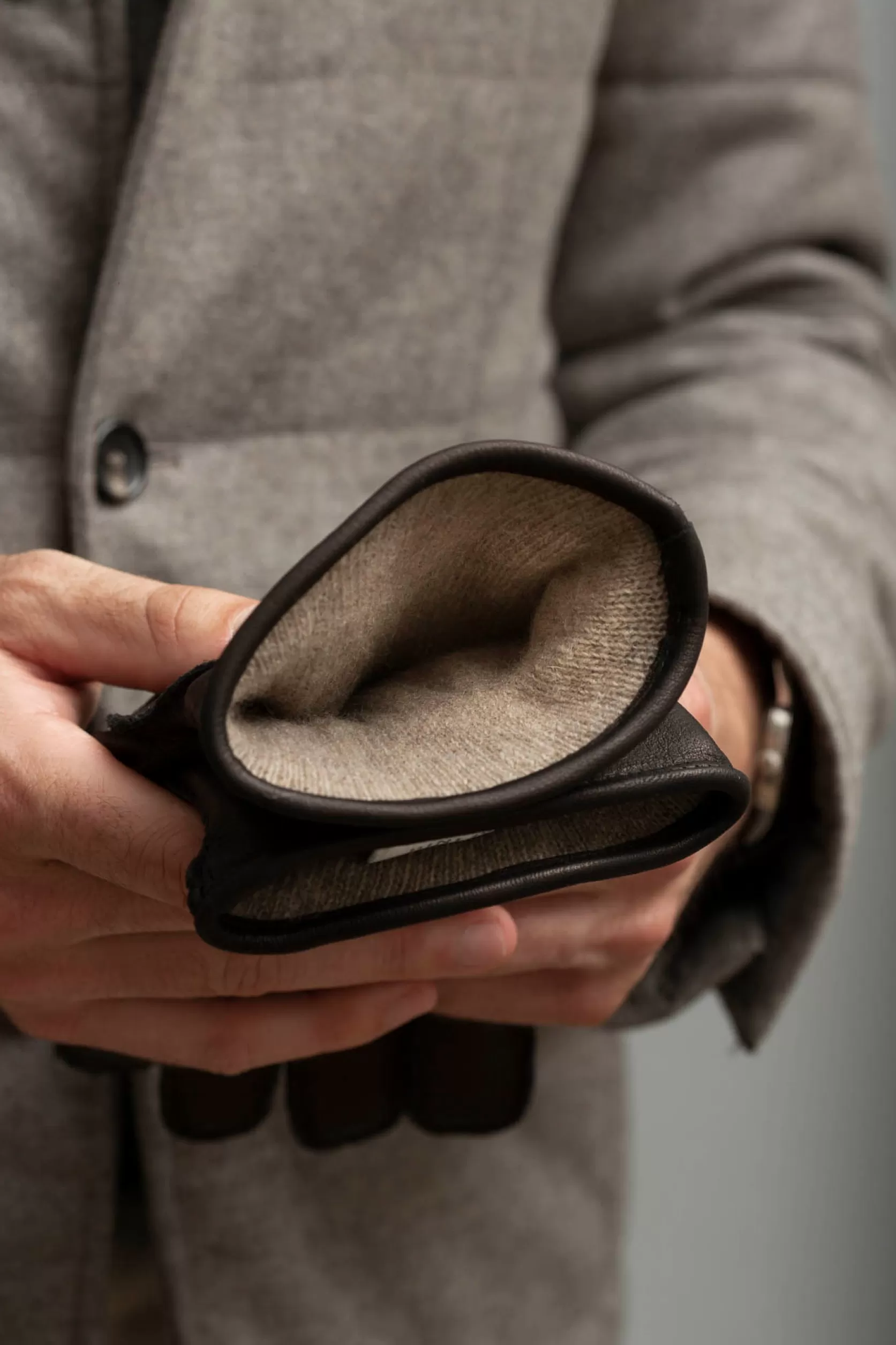 Gants En Cuir De Cerf Doublés De Cachemire - Made In Italy>Pini Parma New