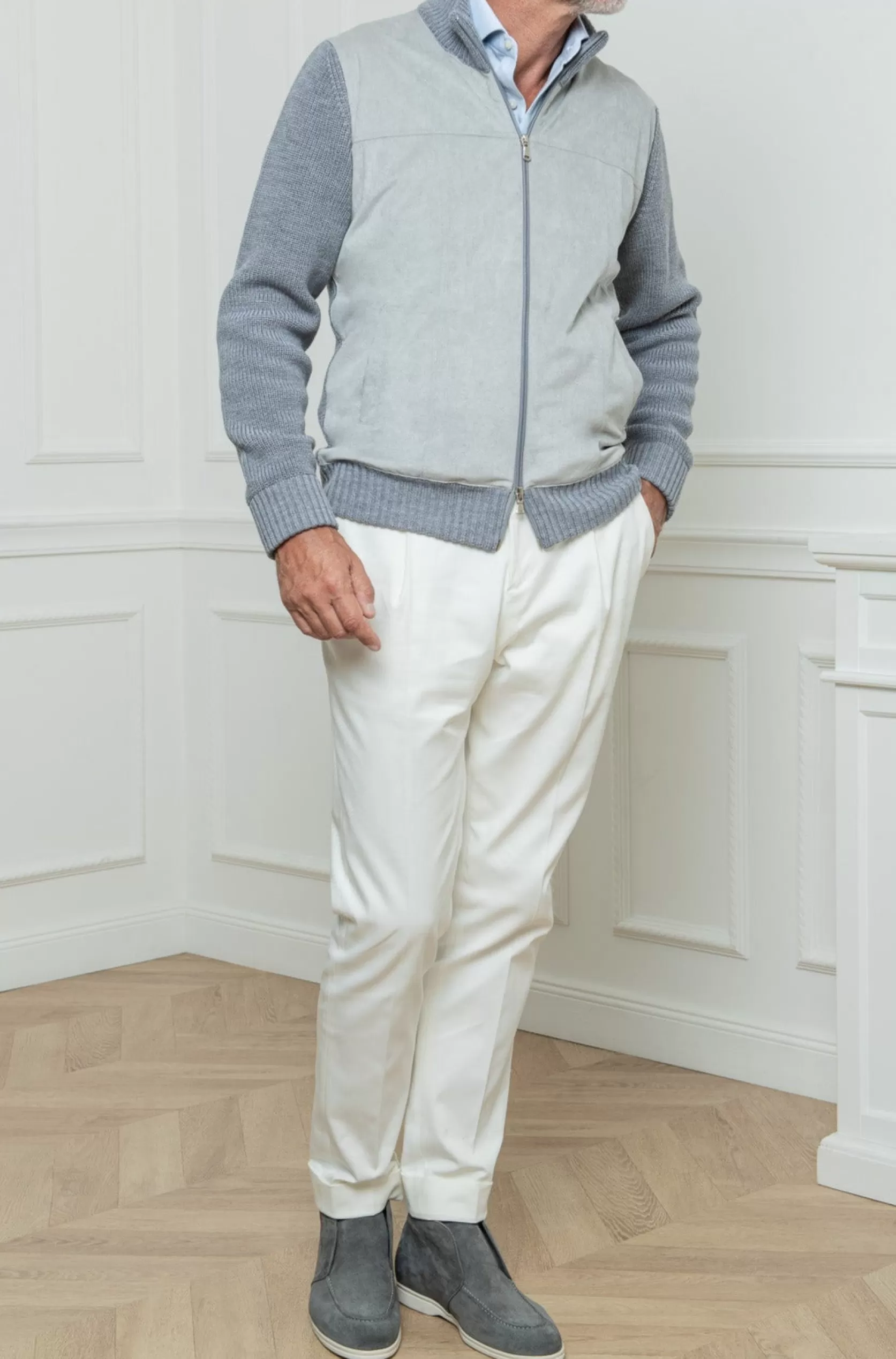 Gilet Gris Et Gris Clair - Alcantara & Laine - Made In Italy>Pini Parma Fashion
