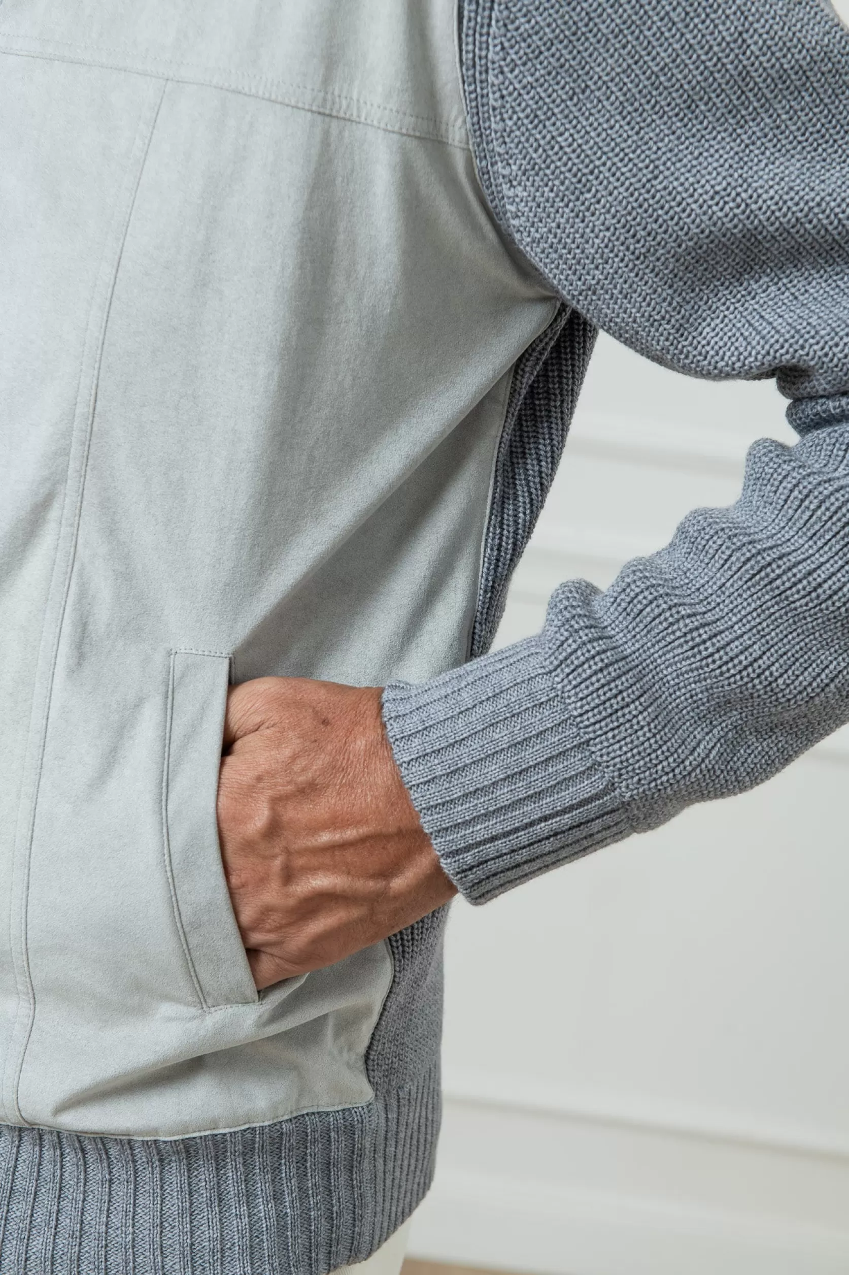 Gilet Gris Et Gris Clair - Alcantara & Laine - Made In Italy>Pini Parma Fashion
