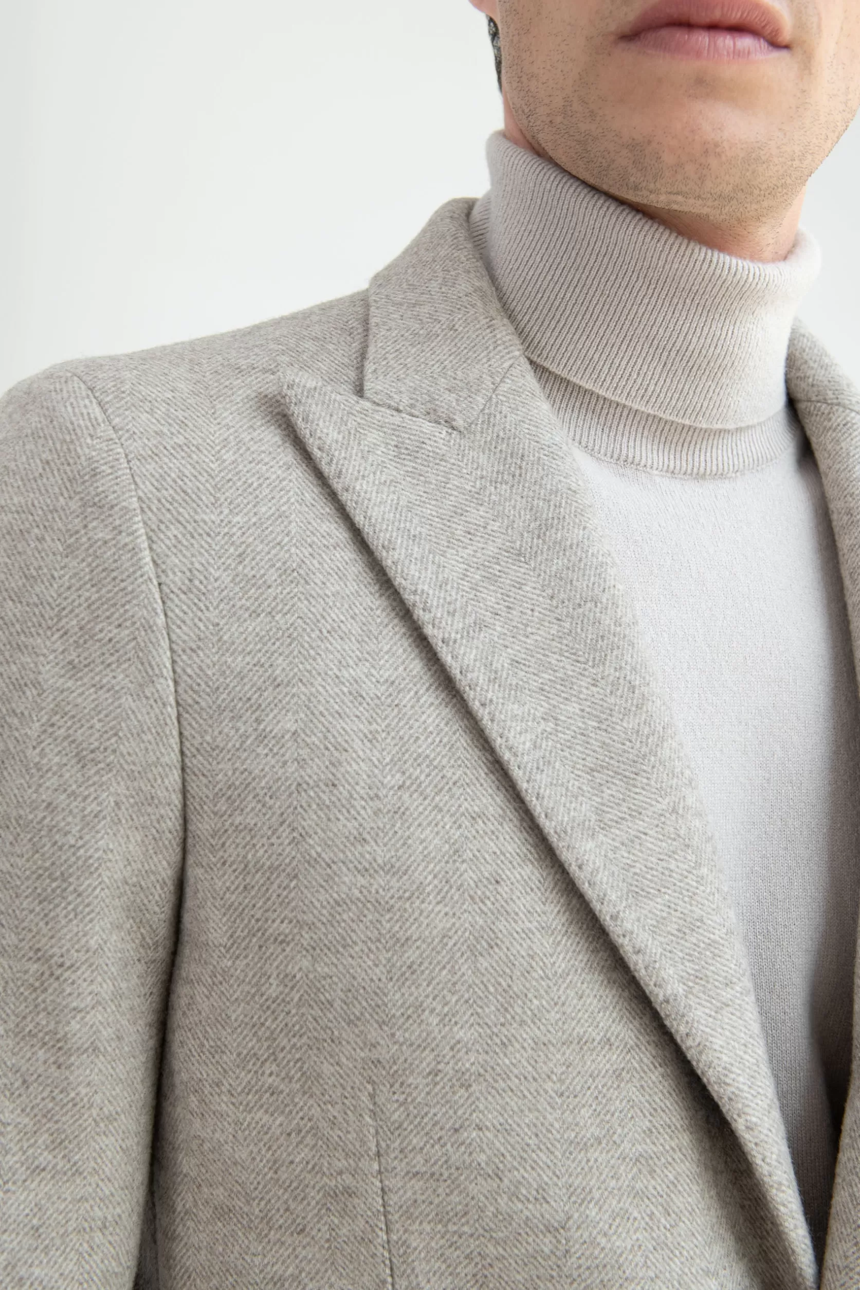 Manteau Beige à Revers En Pointe Et Chevrons – Made In Italy>Pini Parma Store