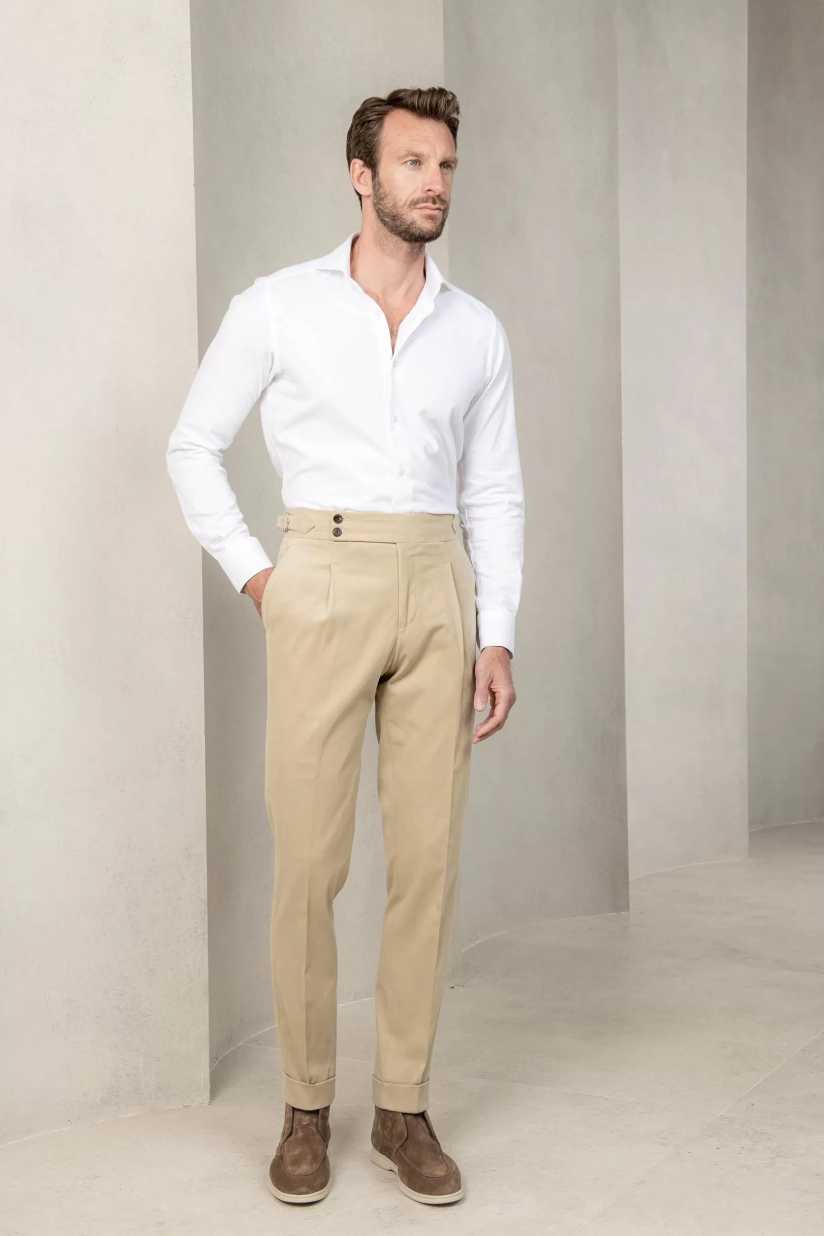 Pantalon En Coton Beige " Collection Capsule Soragna " - Made In Italy>Pini Parma Cheap