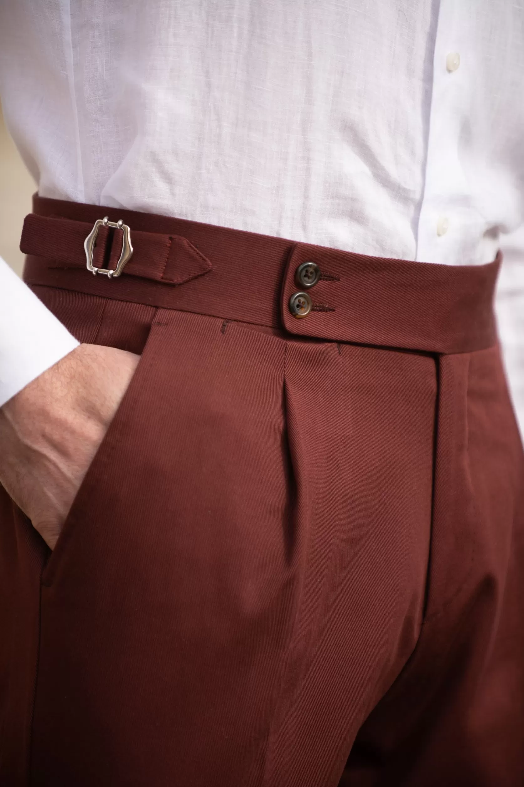 Pantalon En Coton Bordeaux " Collection Capsule Soragna " - Made In Italy>Pini Parma Fashion