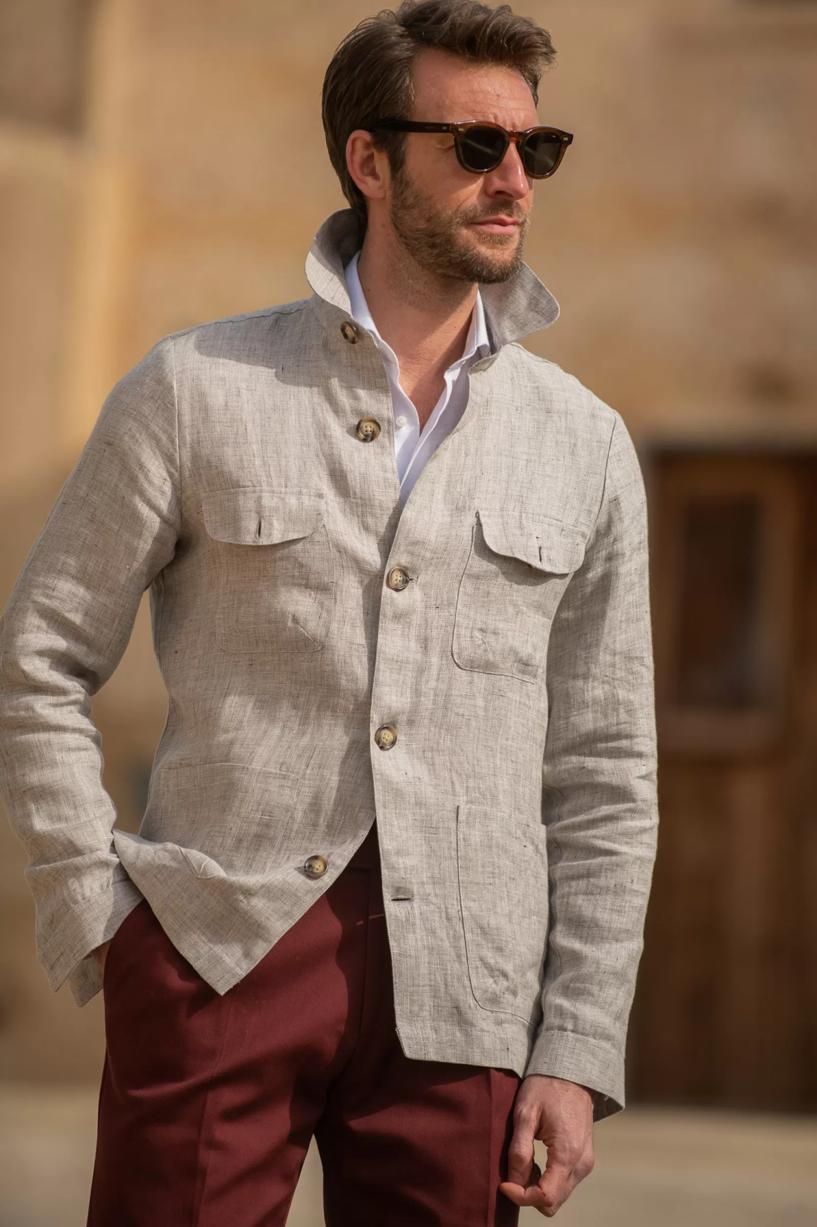 Pantalon En Coton Bordeaux " Collection Capsule Soragna " - Made In Italy>Pini Parma Fashion