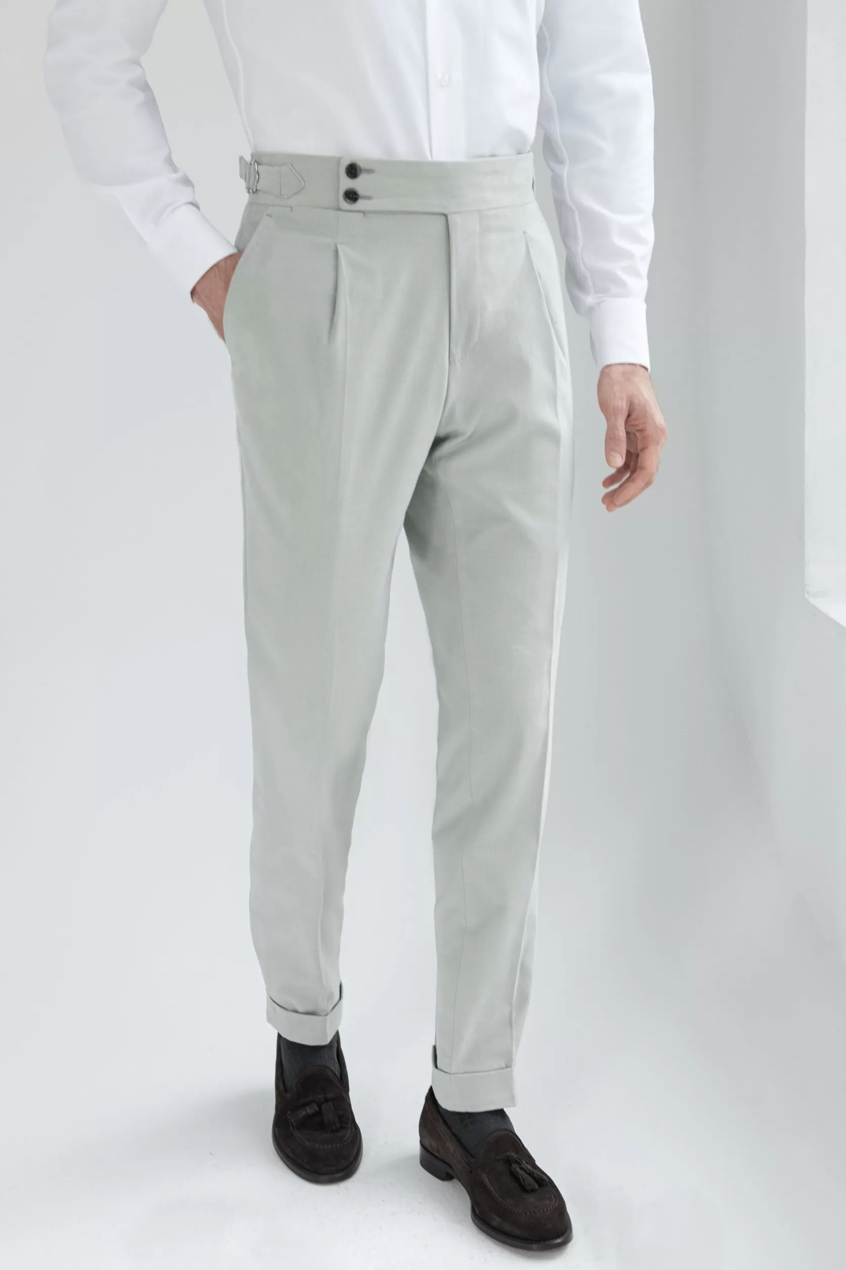 Pantalon En Coton Gris Clair " Soragna Capsule Collection" - Made In Italy>Pini Parma Shop