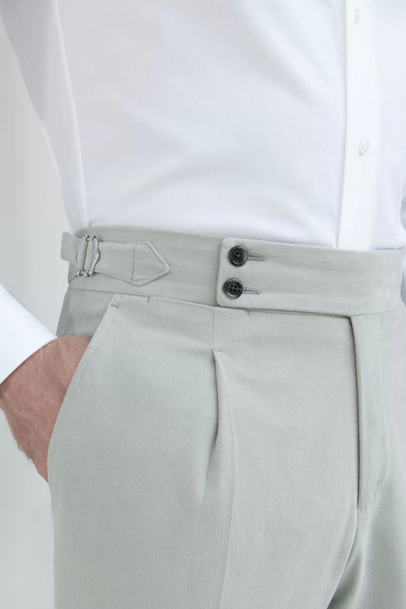 Pantalon En Coton Gris Clair " Soragna Capsule Collection" - Made In Italy>Pini Parma Shop