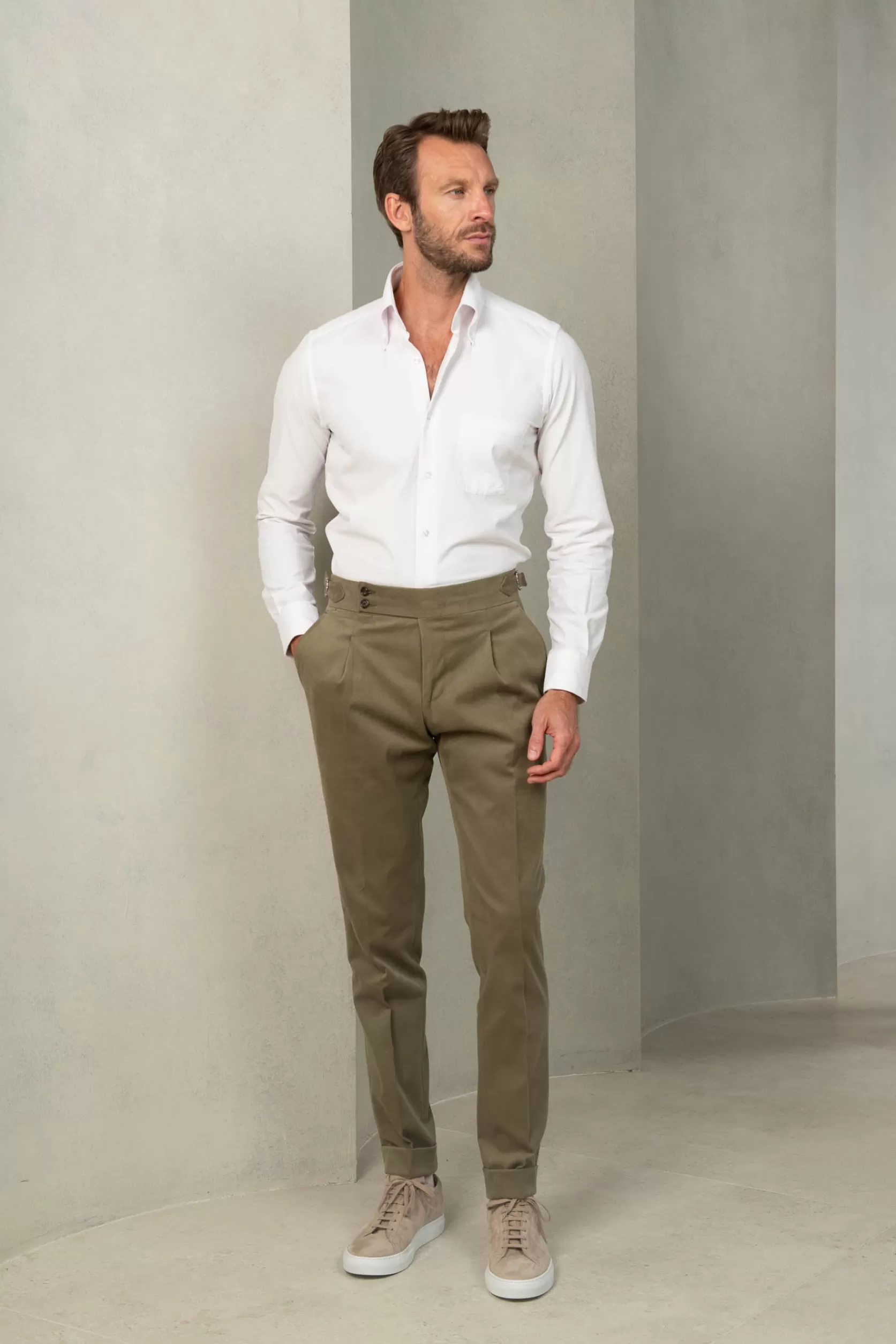 Pantalon En Coton Kaki " Collection Capsule Soragna " - Made In Italy>Pini Parma Shop