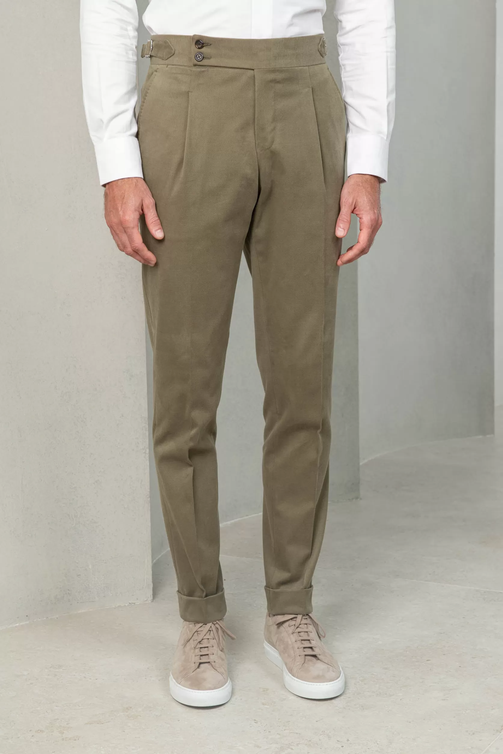 Pantalon En Coton Kaki " Collection Capsule Soragna " - Made In Italy>Pini Parma Shop