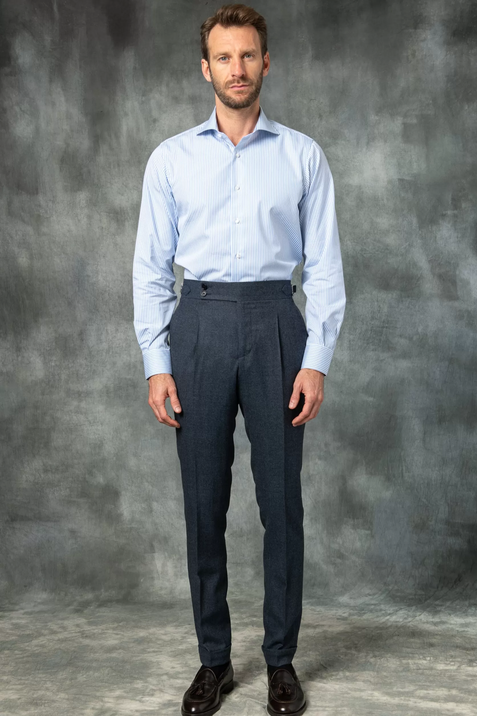 Pantalon En Flanelle Avio « Collection Capsule Soragna » – Made In Italy>Pini Parma Clearance