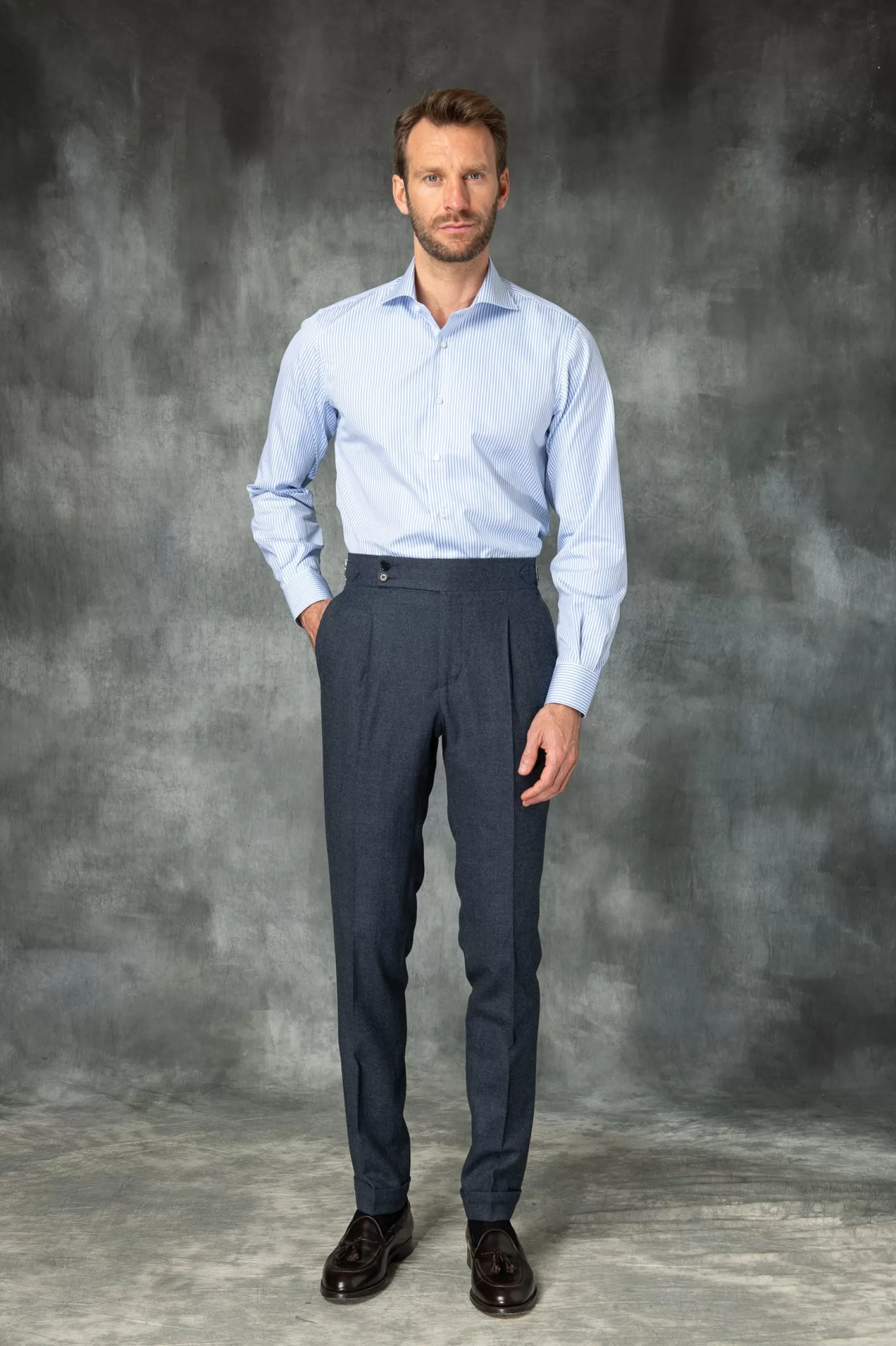 Pantalon En Flanelle Avio « Collection Capsule Soragna » – Made In Italy>Pini Parma Clearance