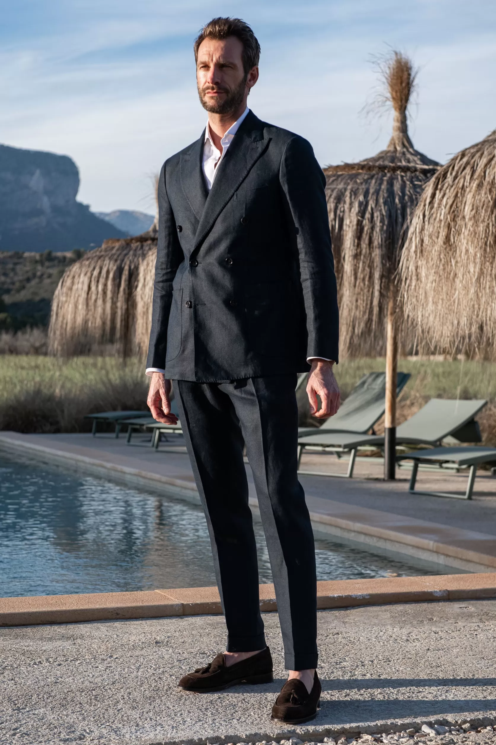 Pantalon Soragna En Lin Bleu - Made In Italy>Pini Parma Sale