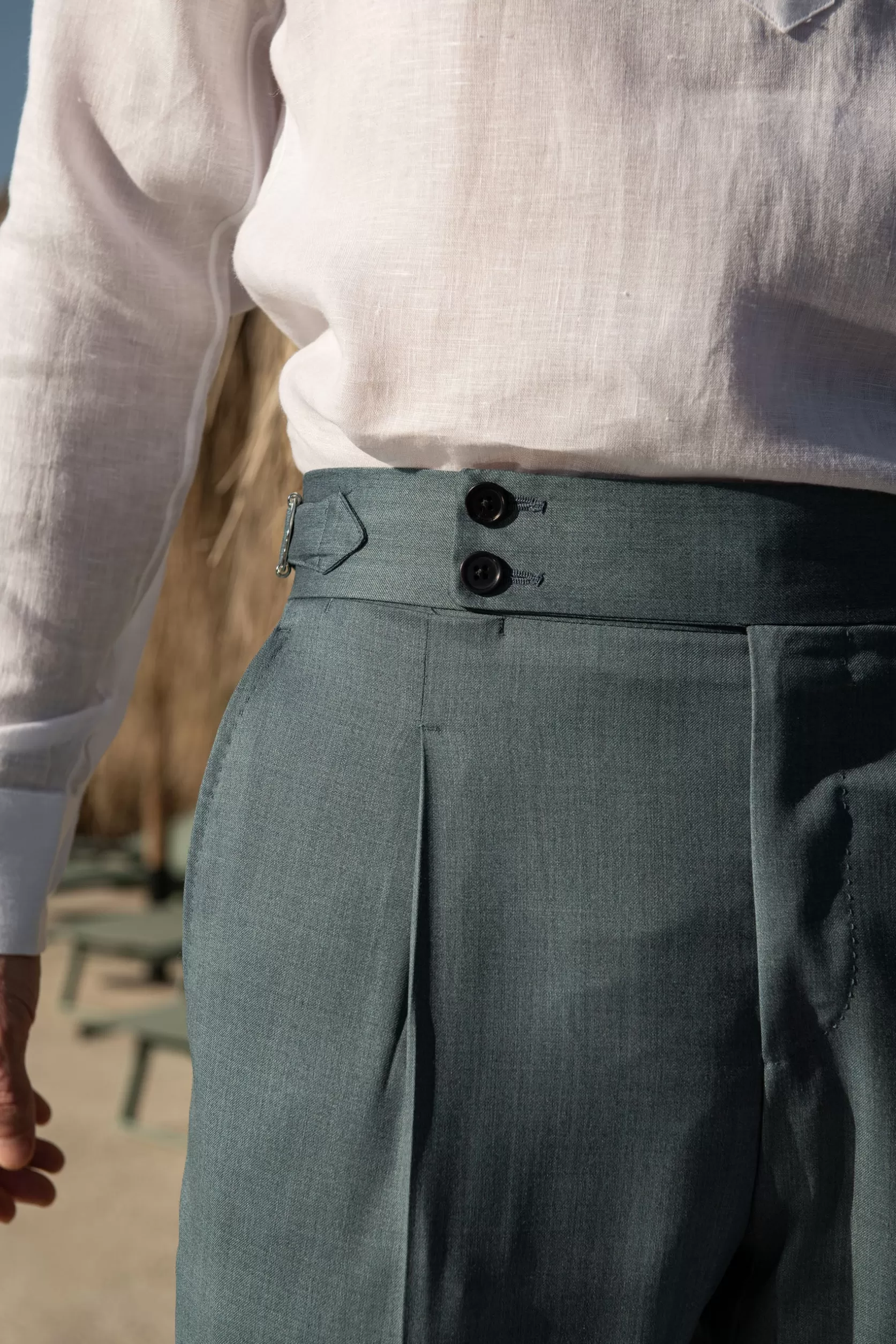 Pantalon Vert D'eau " Soragna Capsule Collection" - Made In Italy>Pini Parma Fashion