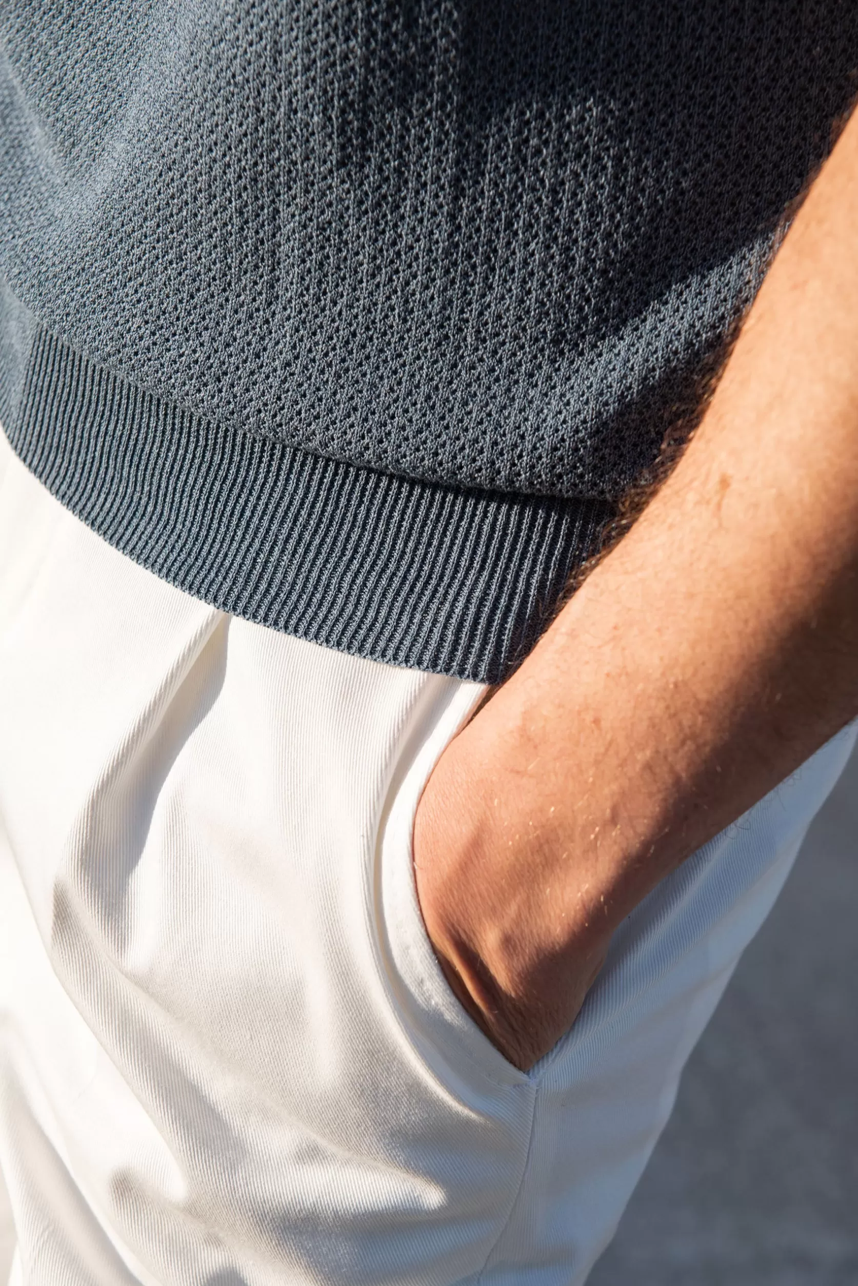 Polo En Maille Texturée Ocean Avec Zip - Made In Italy>Pini Parma Clearance