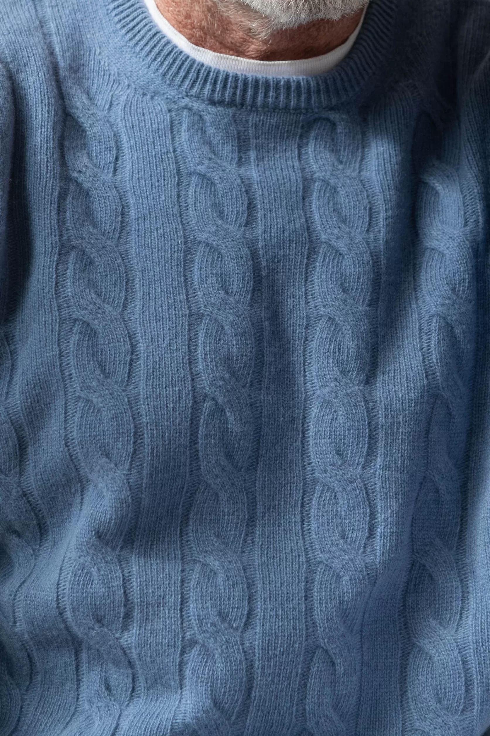 Pull En Maille Torsadée Bleu Poussiéreux – Fabriqué En Italie>Pini Parma Sale