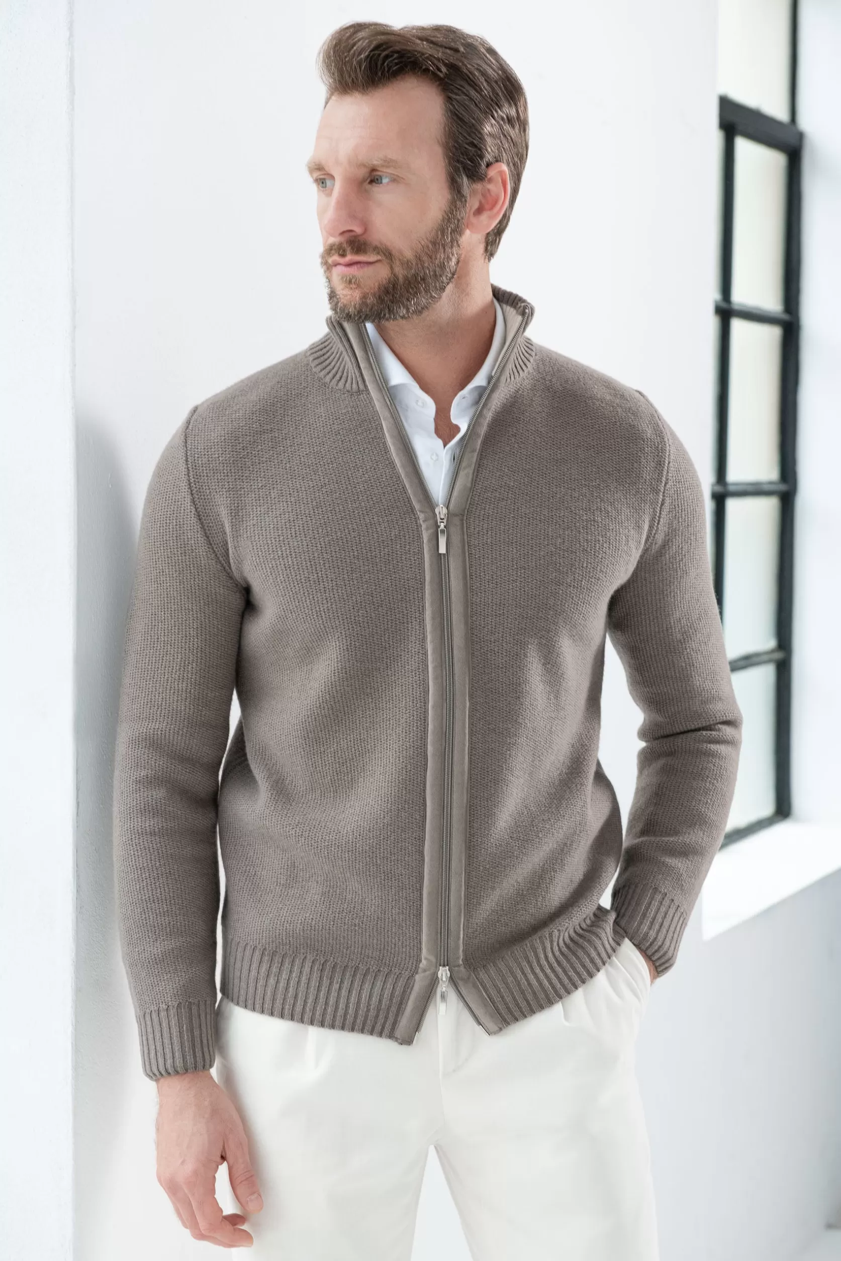 Pull Zippé En Mélange De Cachemire Nid D'abeille - Made In Italy>Pini Parma Sale