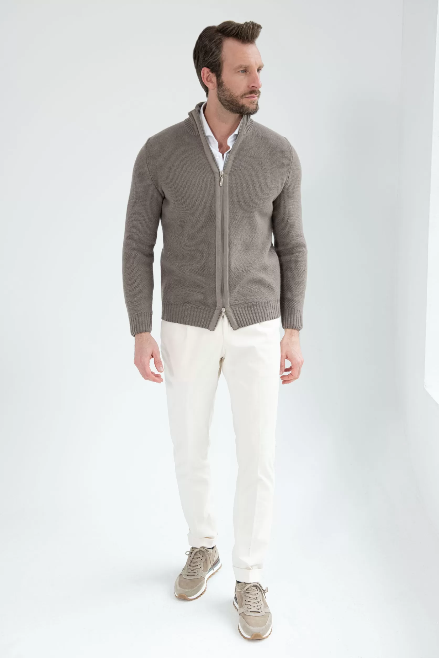 Pull Zippé En Mélange De Cachemire Nid D'abeille - Made In Italy>Pini Parma Sale