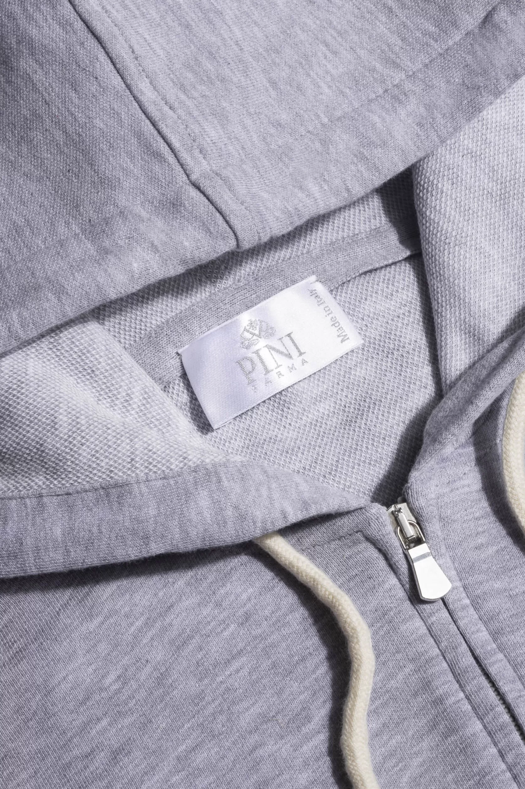 Sweat à Capuche Zippé Gris Clair Pour Loisirs - Made In Italy>Pini Parma Best