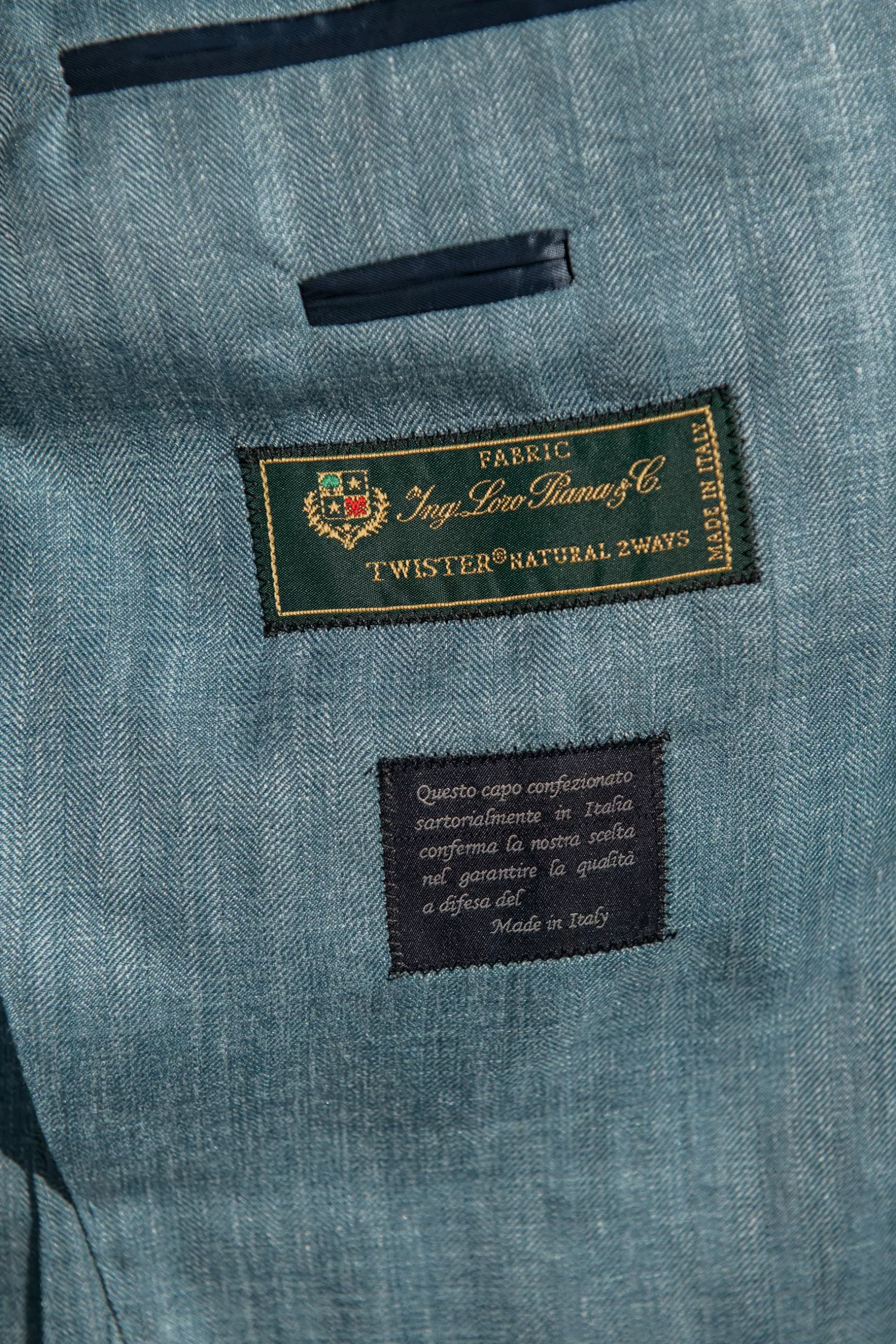 Veste à Chevrons Vert D'eau En Laine, Soie Et Lin Loro Piana - Made In Italy>Pini Parma Best