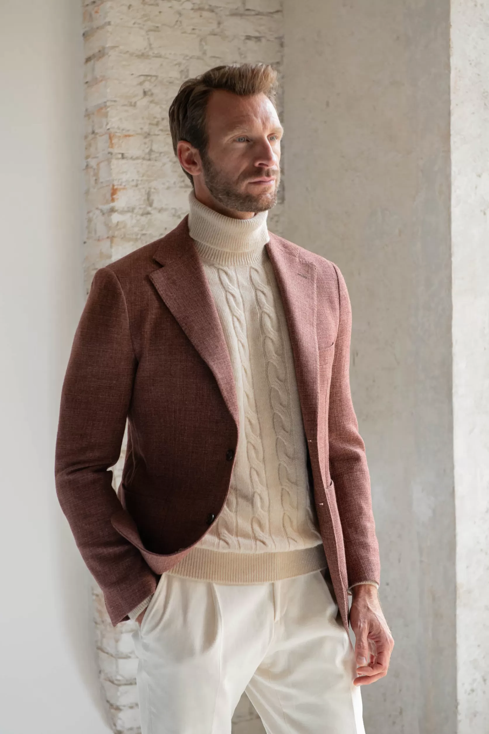 Veste Brique En Laine, Coton Et Soie - Made In Italy>Pini Parma Outlet