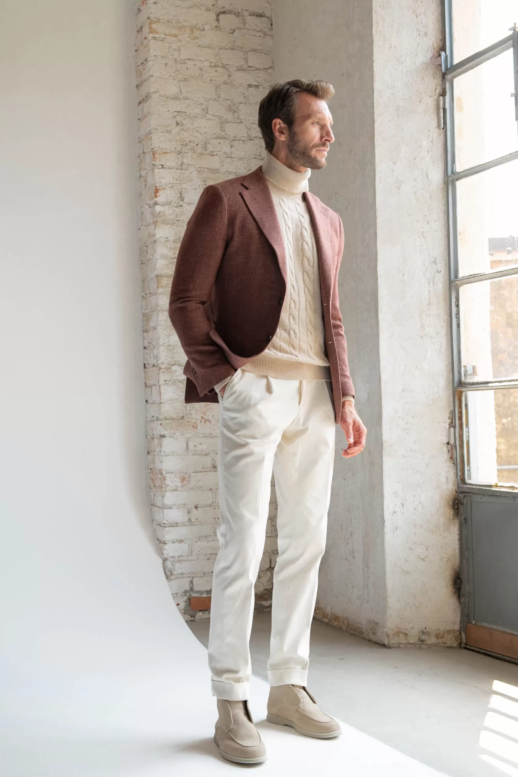 Veste Brique En Laine, Coton Et Soie - Made In Italy>Pini Parma Outlet