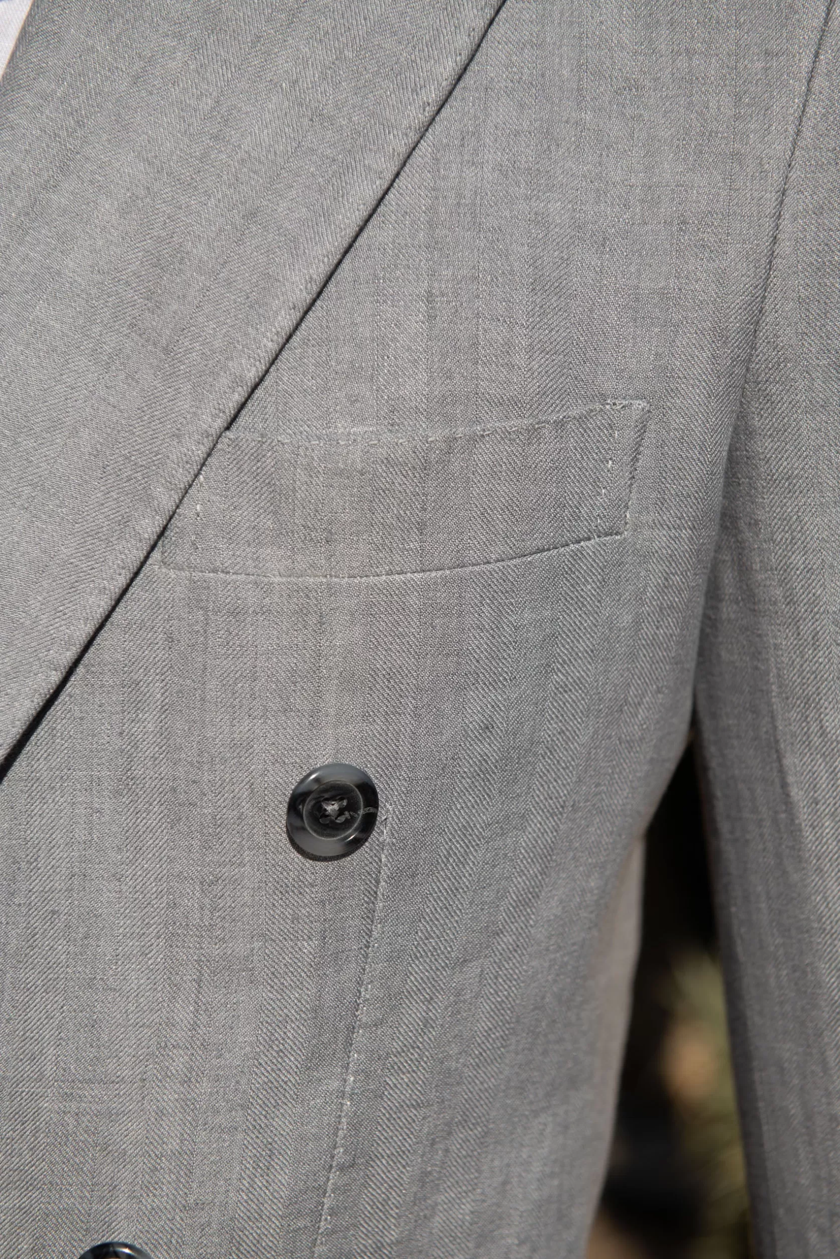 Veste Croisée En Lin à Chevrons Gris Ciel - Made In Italy>Pini Parma Clearance