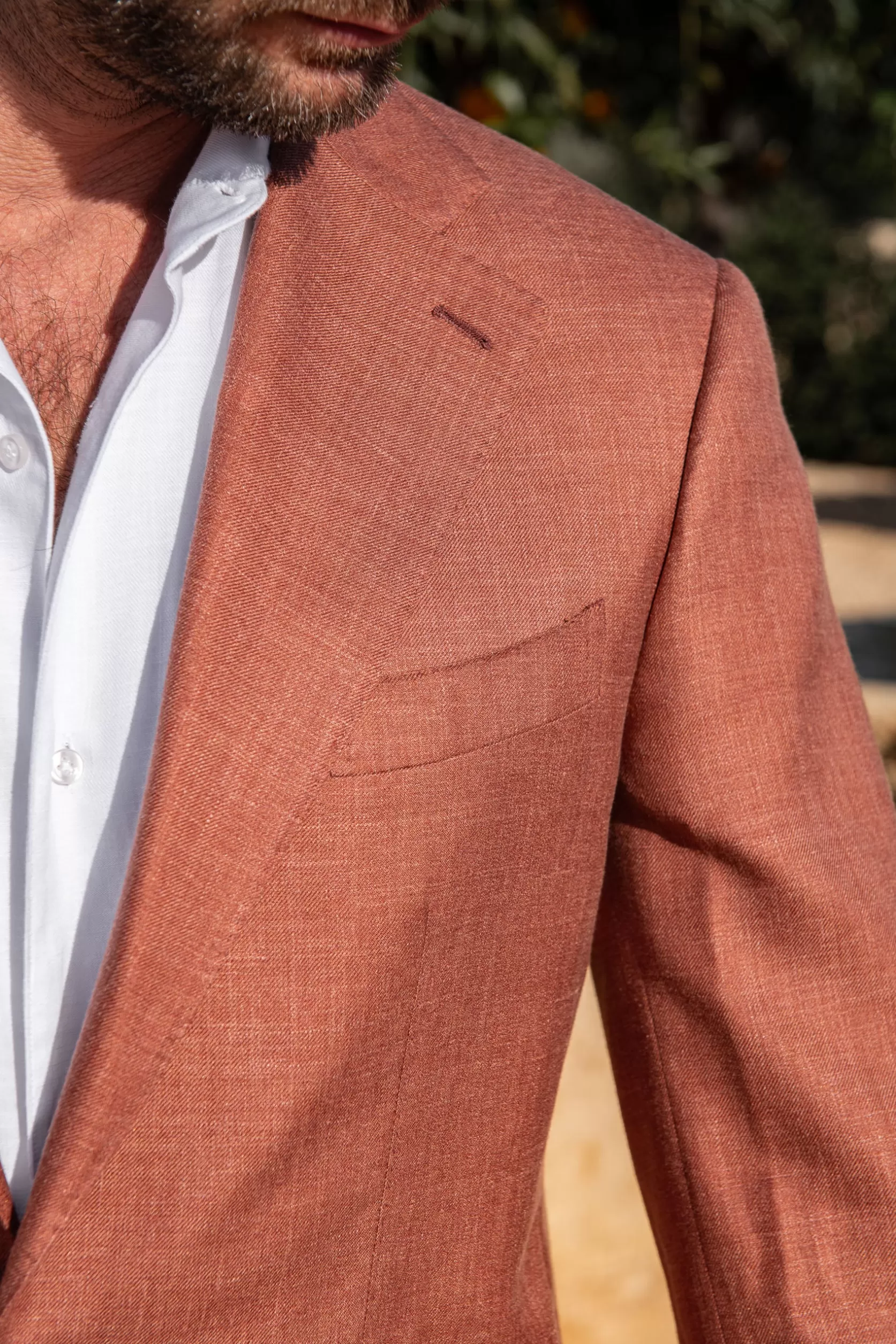 Veste En Laine, Lin Et Soie Couleur Rouille - Made In Italy>Pini Parma Outlet