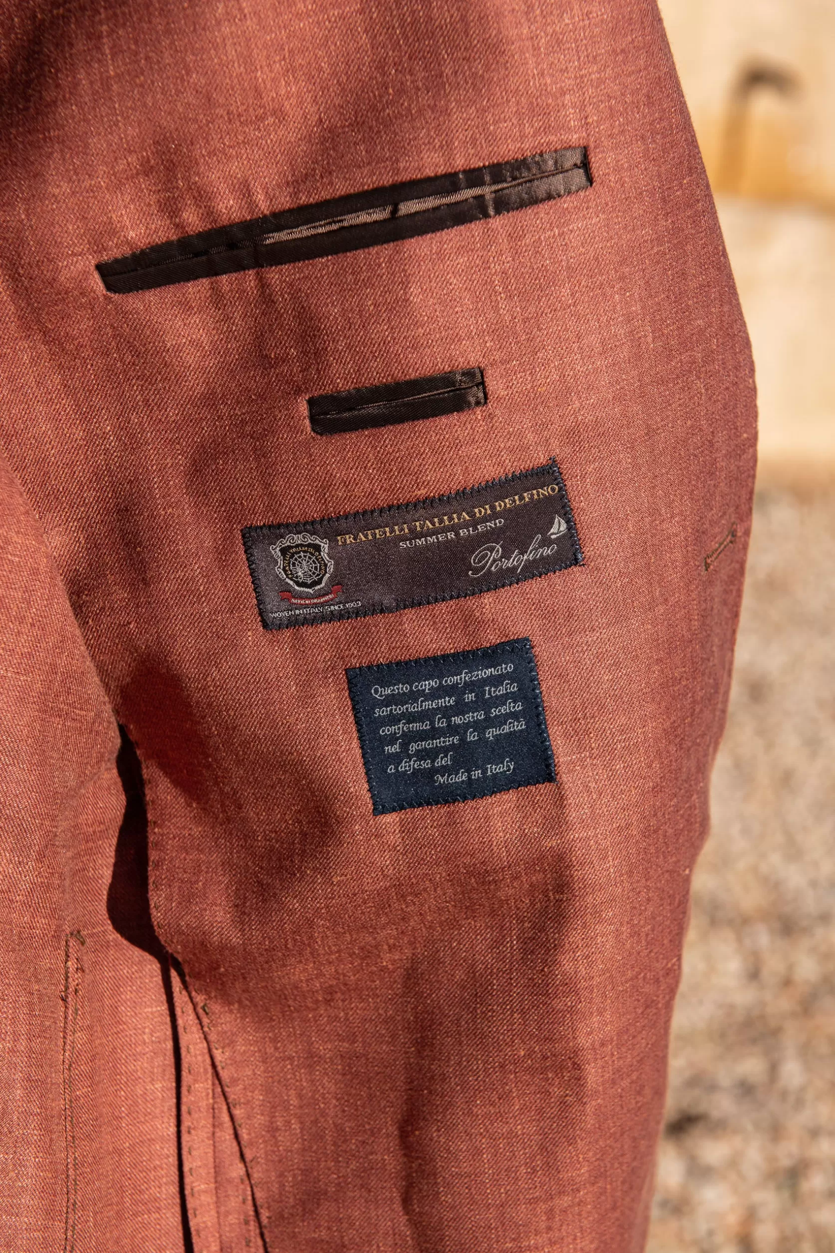 Veste En Laine, Lin Et Soie Couleur Rouille - Made In Italy>Pini Parma Outlet
