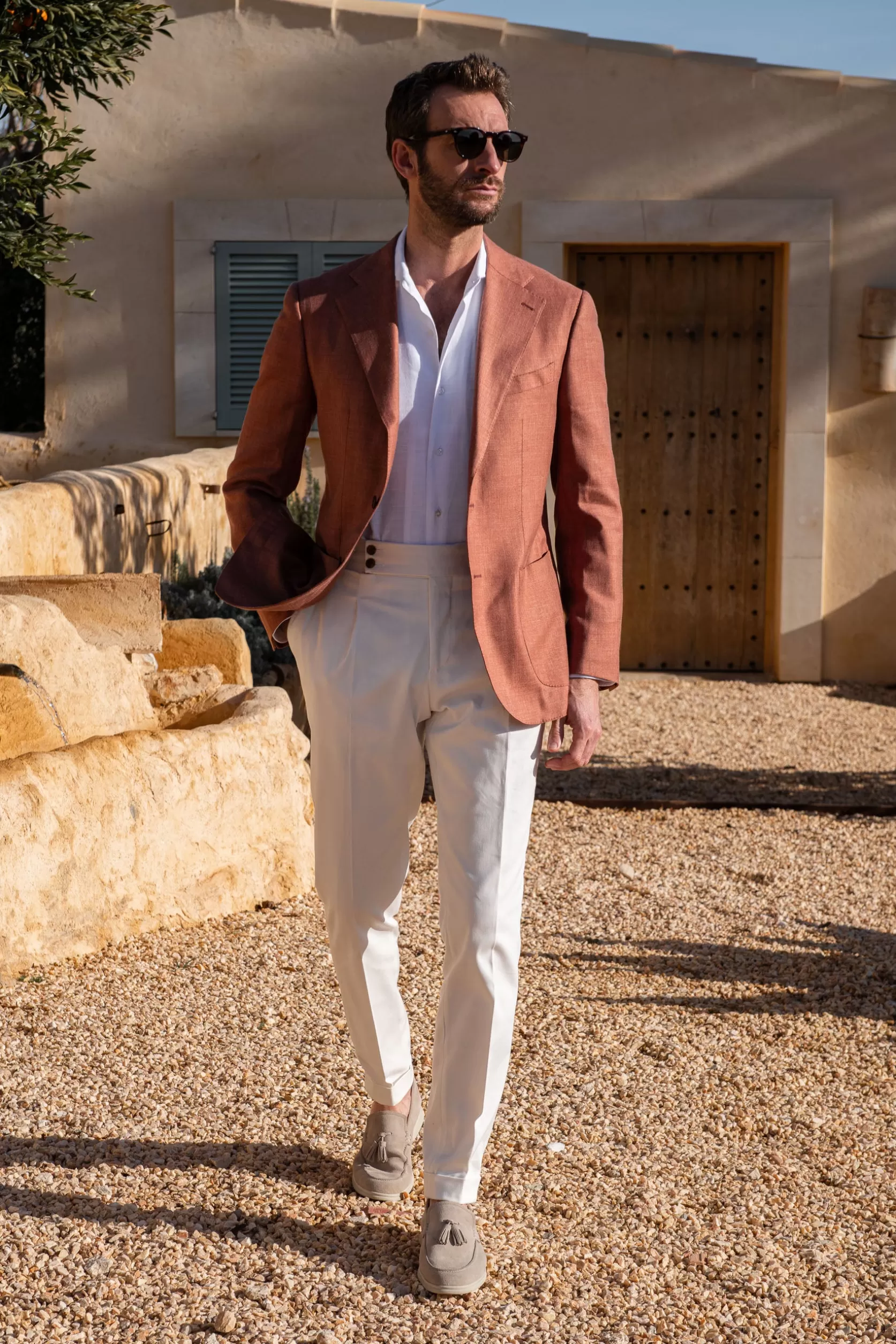 Veste En Laine, Lin Et Soie Couleur Rouille - Made In Italy>Pini Parma Outlet