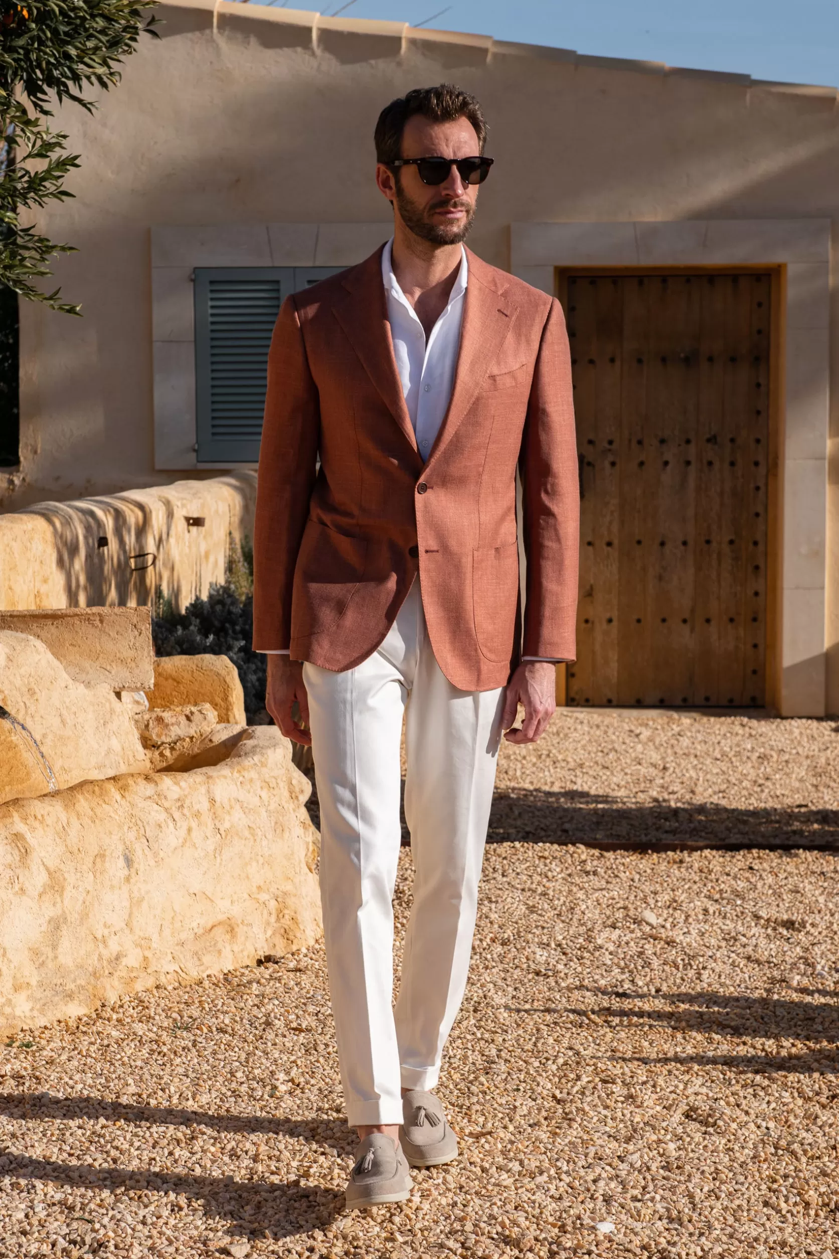 Veste En Laine, Lin Et Soie Couleur Rouille - Made In Italy>Pini Parma Outlet