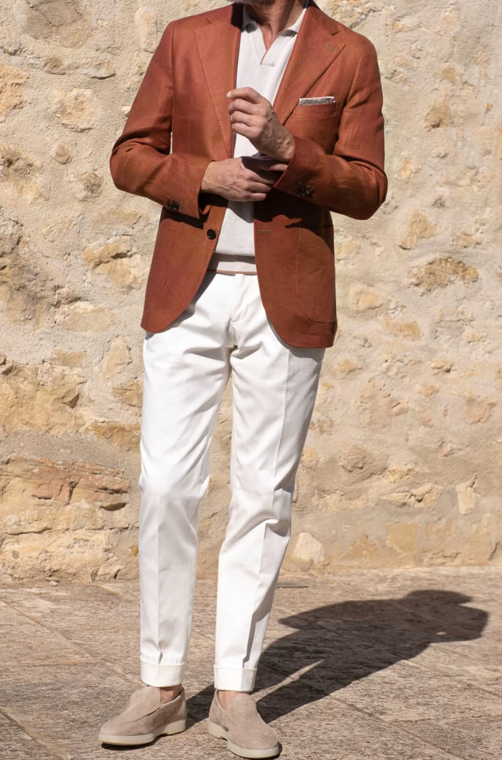 Veste En Lin Couleur Terre Cuite - Made In Italy>Pini Parma Cheap