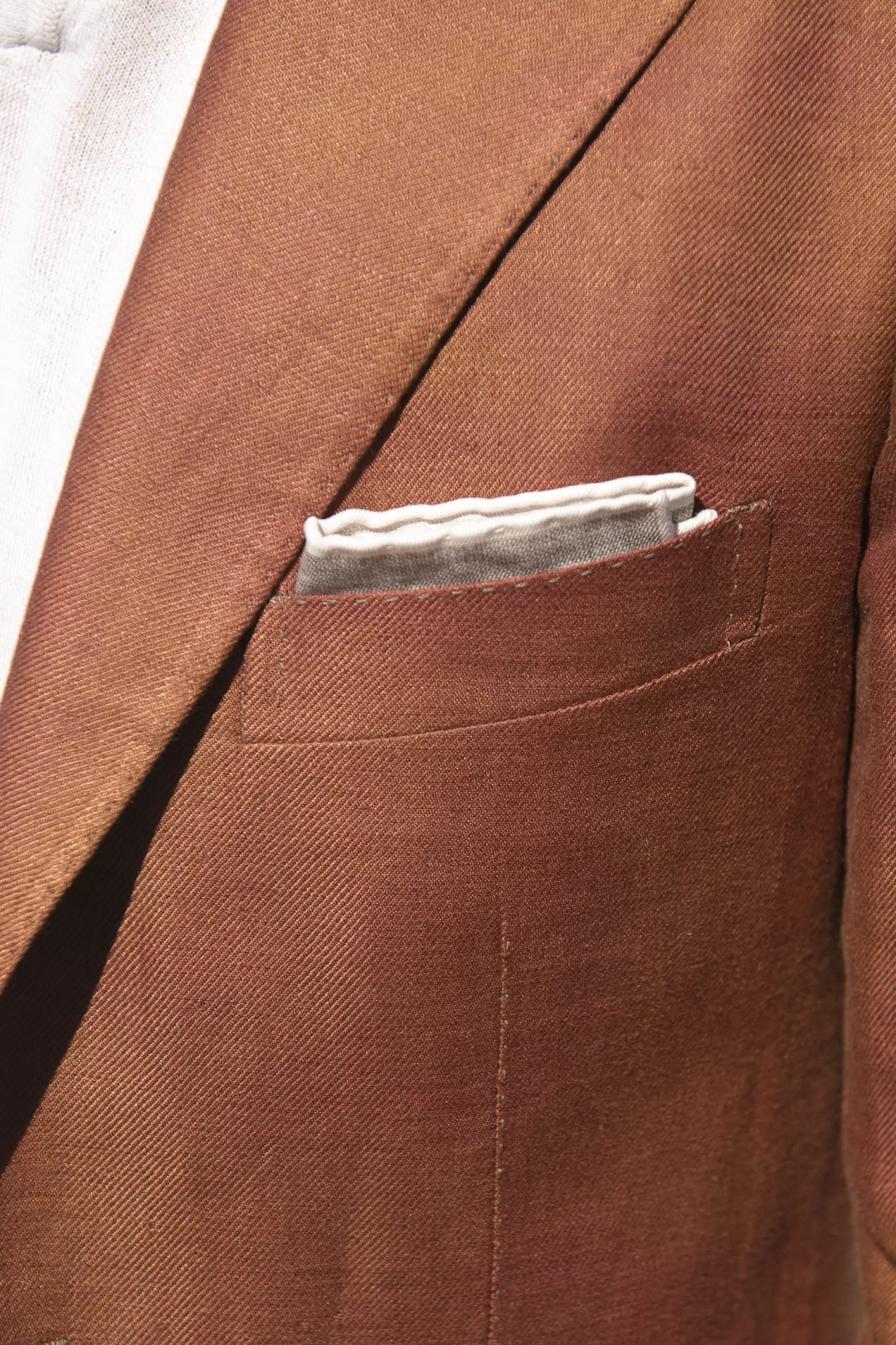 Veste En Lin Couleur Terre Cuite - Made In Italy>Pini Parma Cheap