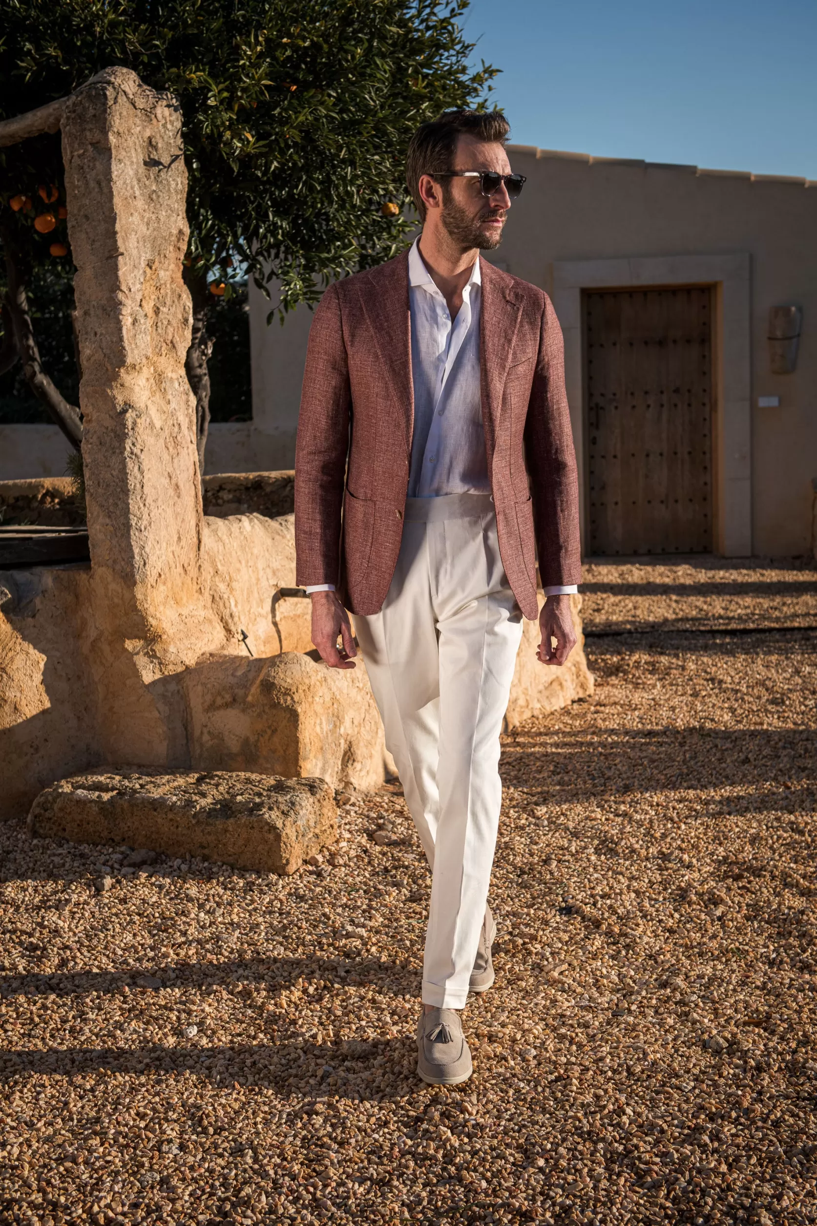 Veste En Lin Et Laine Bordeaux - Made In Italy>Pini Parma New