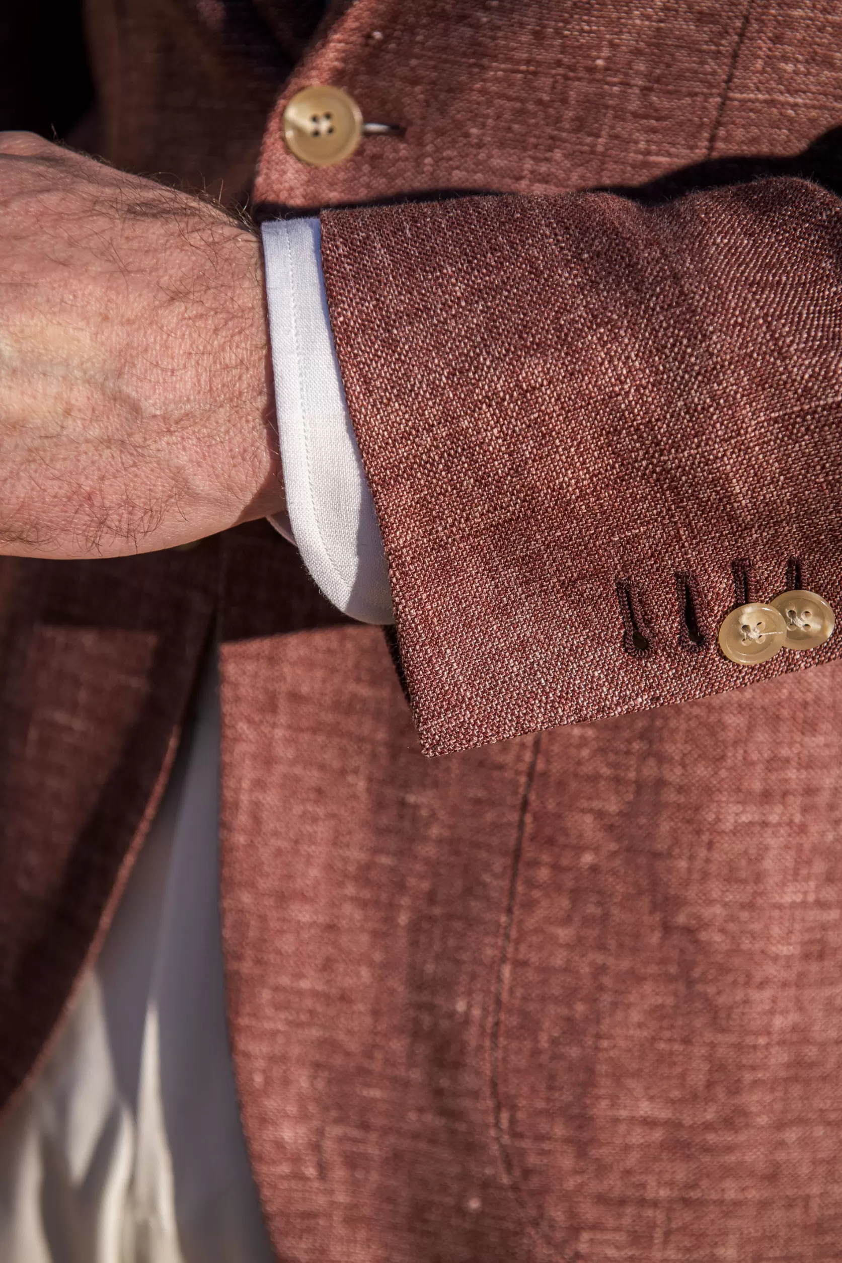 Veste En Lin Et Laine Bordeaux - Made In Italy>Pini Parma New