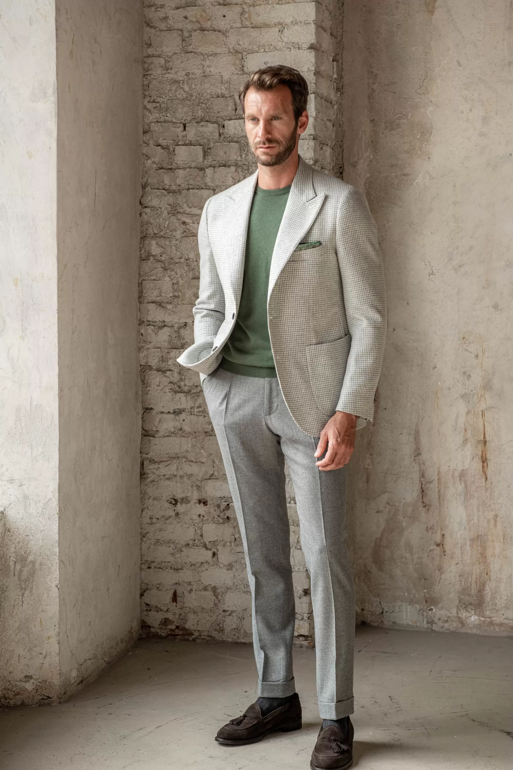 Veste Pied-de-poule Gris Clair " Collection Soragna " - Made In Italy>Pini Parma Store