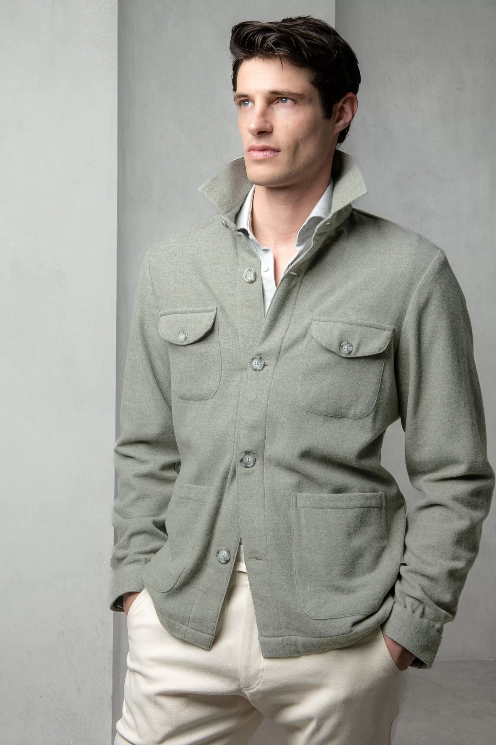 Veste Safari En Flanelle Super 180s – Made In Italy>Pini Parma Discount