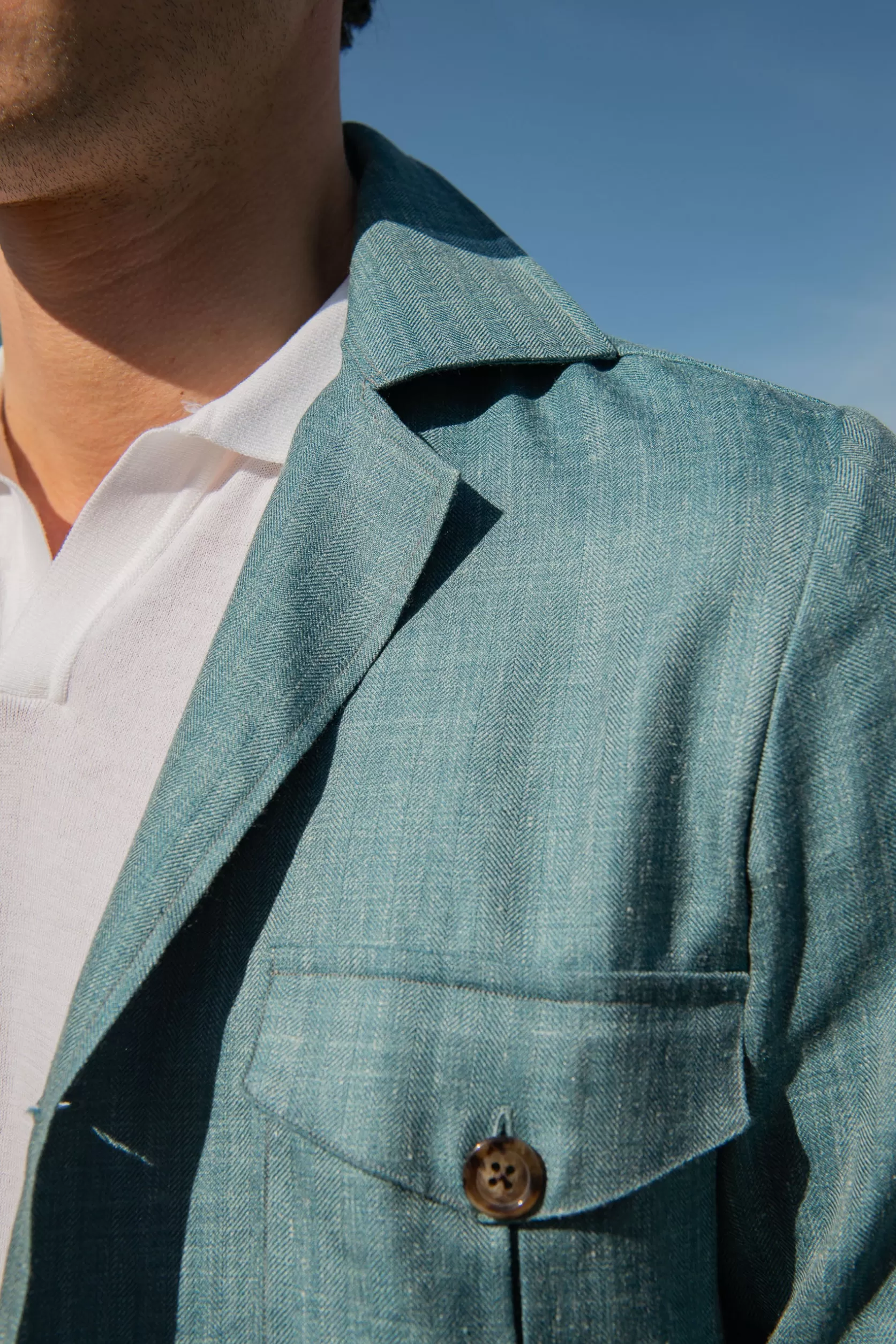 Veste Safari Vert D'eau En Laine, Soie Et Lin Loro Piana – Made In Italy>Pini Parma Flash Sale